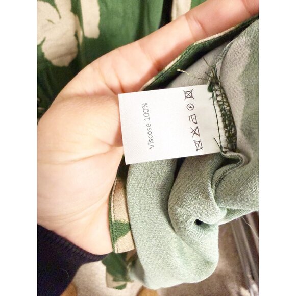 The Fold Lochaline Dress Button Front 3/4 Sleeve  V Neck Floral Green Size 12 - Picture 4 of 7